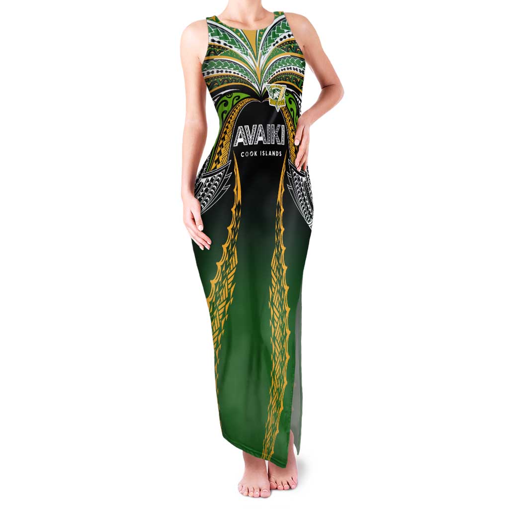Custom Cook Islands Rugby League Tank Maxi Dress Avaiki Tatau Tribal Motifs Black Color - Aussie Hoodie
