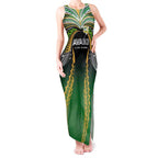 Custom Cook Islands Rugby League Tank Maxi Dress Avaiki Tatau Tribal Motifs Black Color - Aussie Hoodie