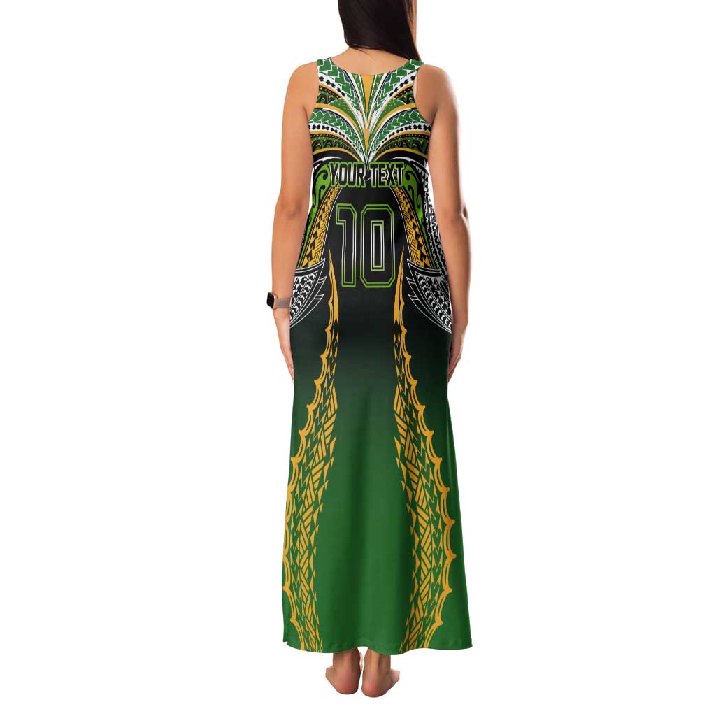 Custom Cook Islands Rugby League Tank Maxi Dress Avaiki Tatau Tribal Motifs Black Color - Aussie Hoodie