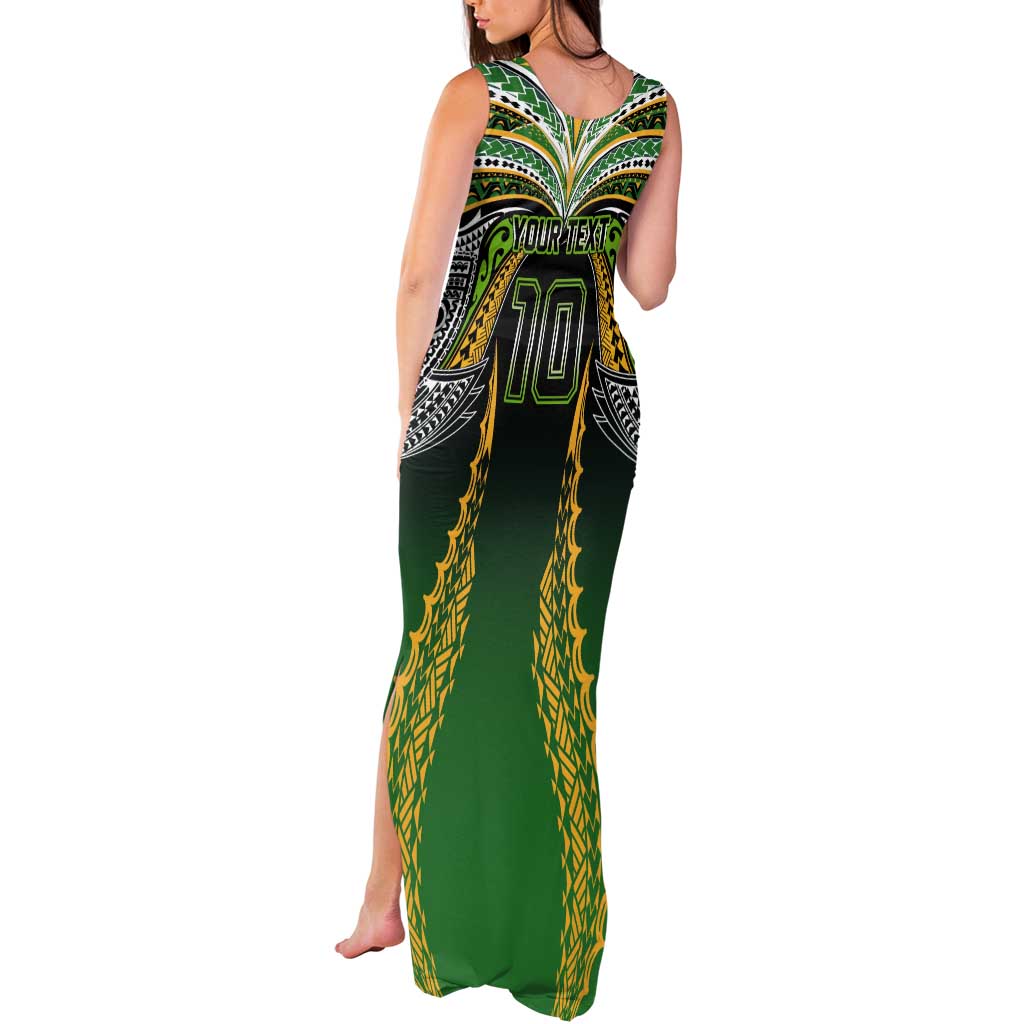 Custom Cook Islands Rugby League Tank Maxi Dress Avaiki Tatau Tribal Motifs Black Color - Aussie Hoodie