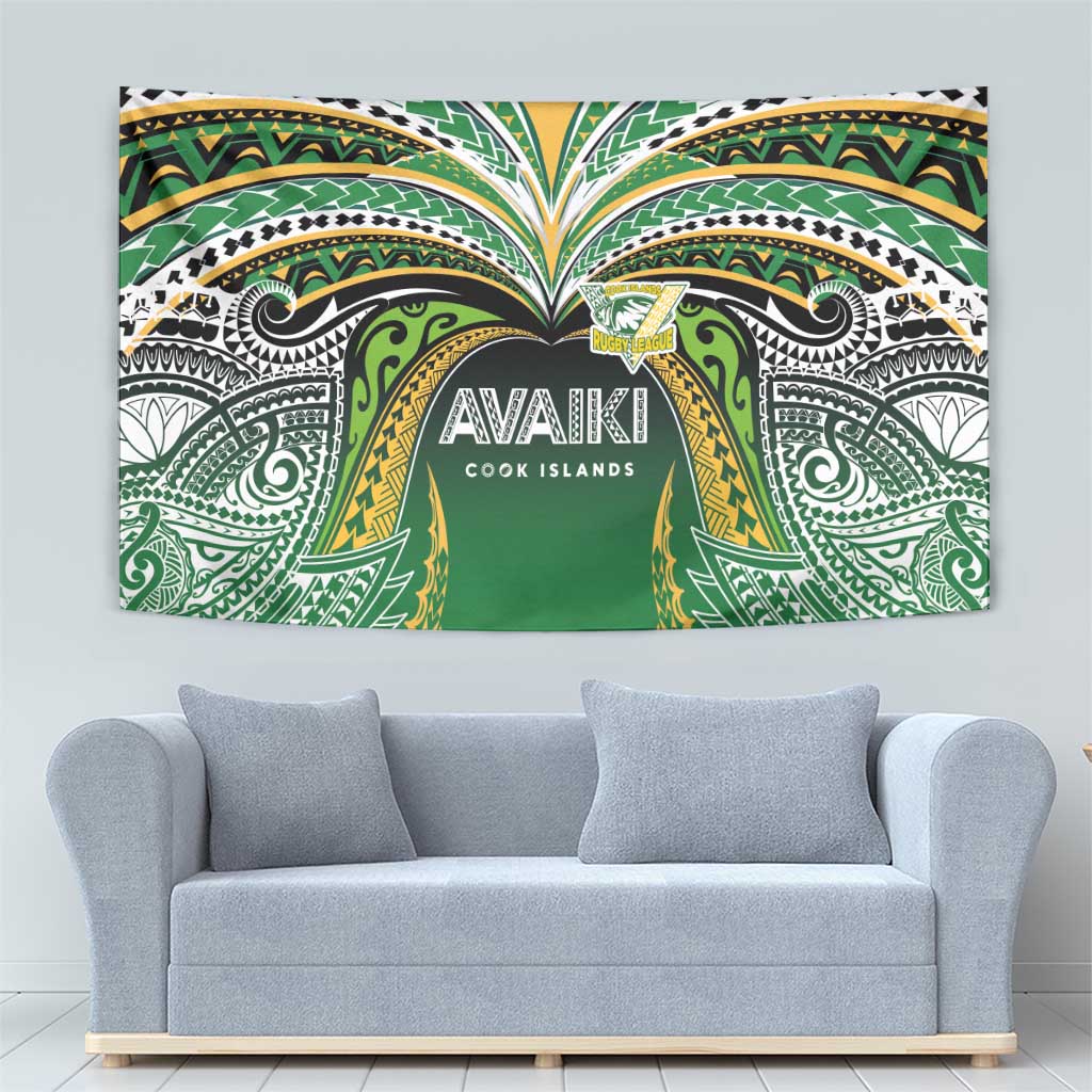 Cook Islands Rugby League Tapestry Avaiki Tatau Tribal Motifs Black Color - Aussie Hoodie