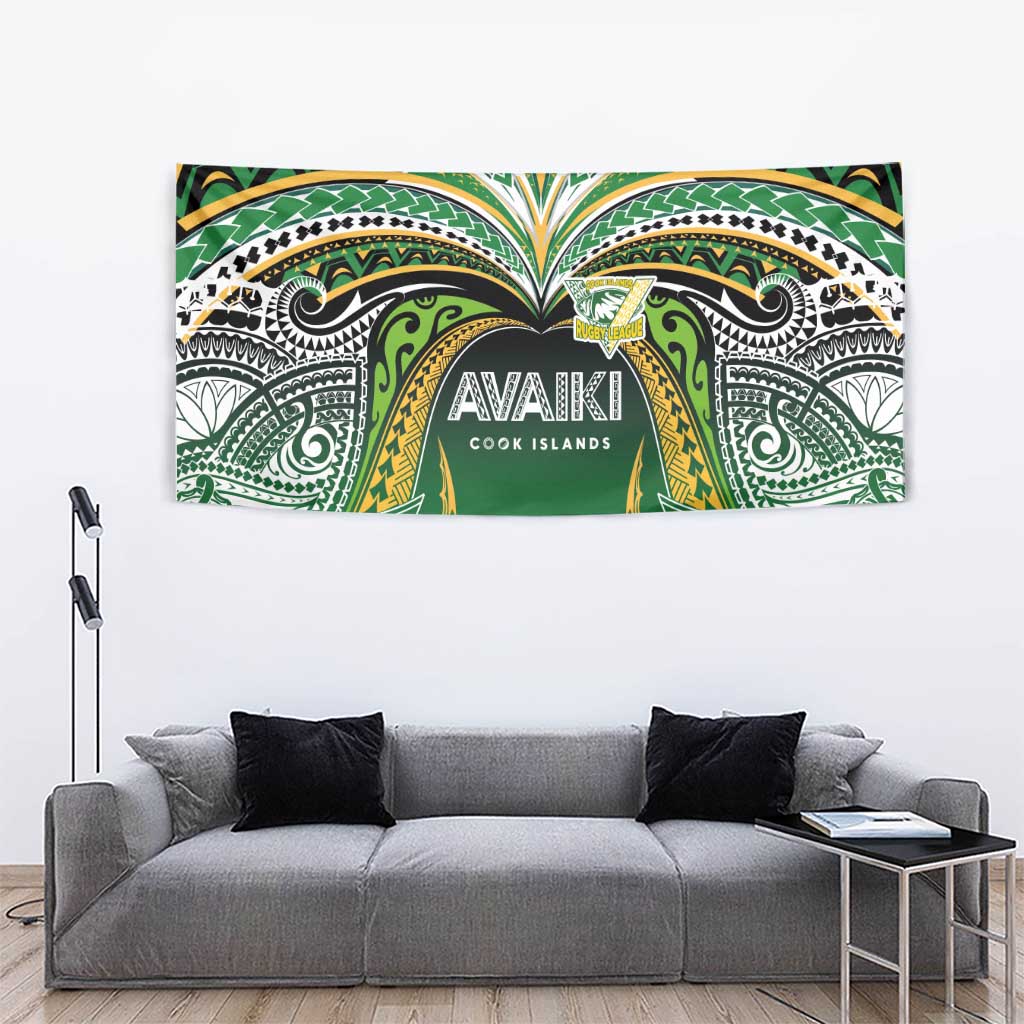 Cook Islands Rugby League Tapestry Avaiki Tatau Tribal Motifs Black Color - Aussie Hoodie