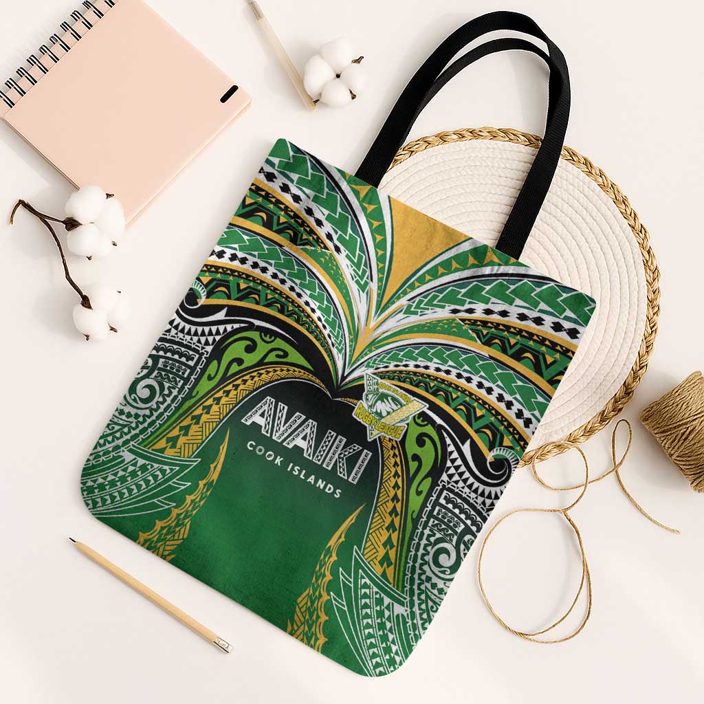 Cook Islands Rugby League Tote Bag Avaiki Tatau Tribal Motifs Black Color - Aussie Hoodie