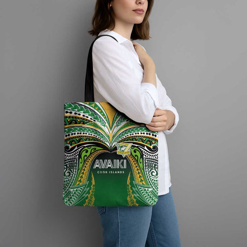 Cook Islands Rugby League Tote Bag Avaiki Tatau Tribal Motifs Black Color - Aussie Hoodie
