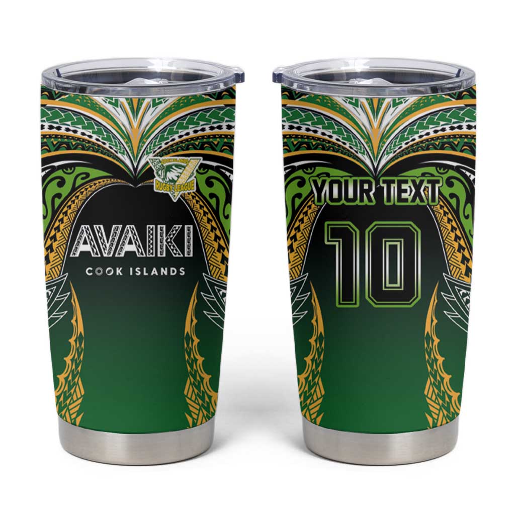 Custom Cook Islands Rugby League Tumbler Cup Avaiki Tatau Tribal Motifs Black Color - Aussie Hoodie
