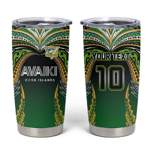 Custom Cook Islands Rugby League Tumbler Cup Avaiki Tatau Tribal Motifs Black Color - Aussie Hoodie