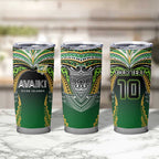 Custom Cook Islands Rugby League Tumbler Cup Avaiki Tatau Tribal Motifs Black Color - Aussie Hoodie