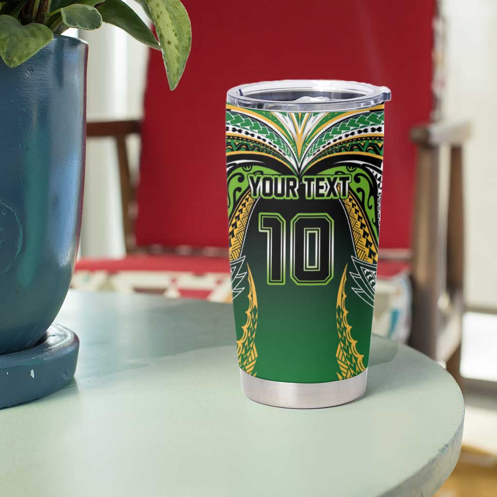 Custom Cook Islands Rugby League Tumbler Cup Avaiki Tatau Tribal Motifs Black Color - Aussie Hoodie