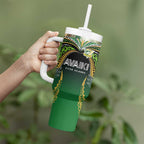 Custom Cook Islands Rugby League Tumbler With Handle Avaiki Tatau Tribal Motifs Black Color - Aussie Hoodie