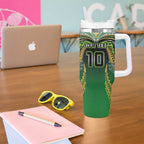 Custom Cook Islands Rugby League Tumbler With Handle Avaiki Tatau Tribal Motifs Black Color - Aussie Hoodie