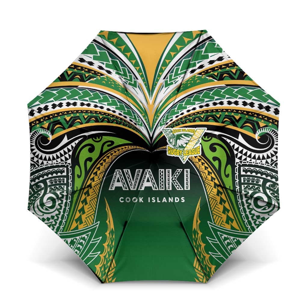 Cook Islands Rugby League Umbrella Avaiki Tatau Tribal Motifs Black Color - Aussie Hoodie