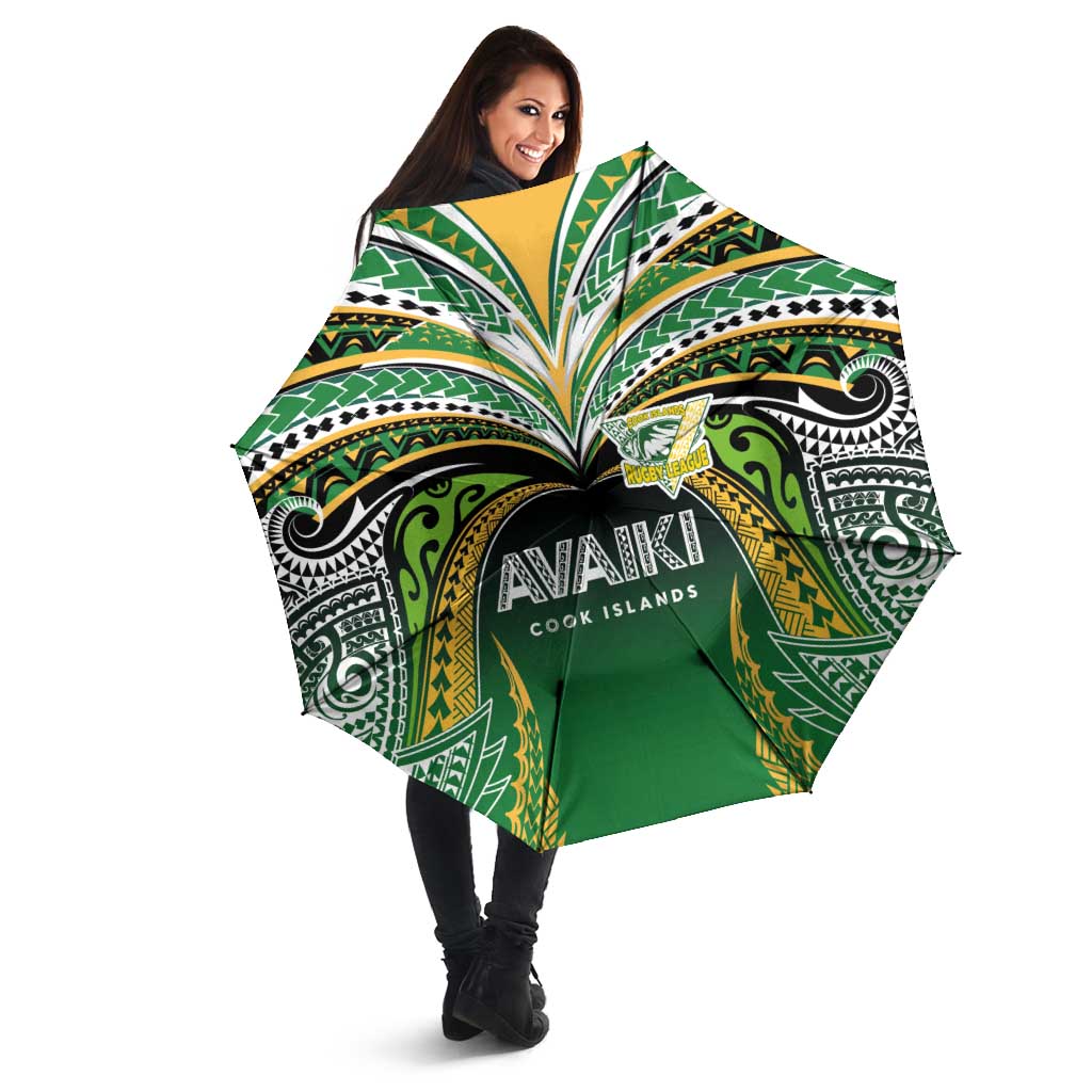Cook Islands Rugby League Umbrella Avaiki Tatau Tribal Motifs Black Color - Aussie Hoodie