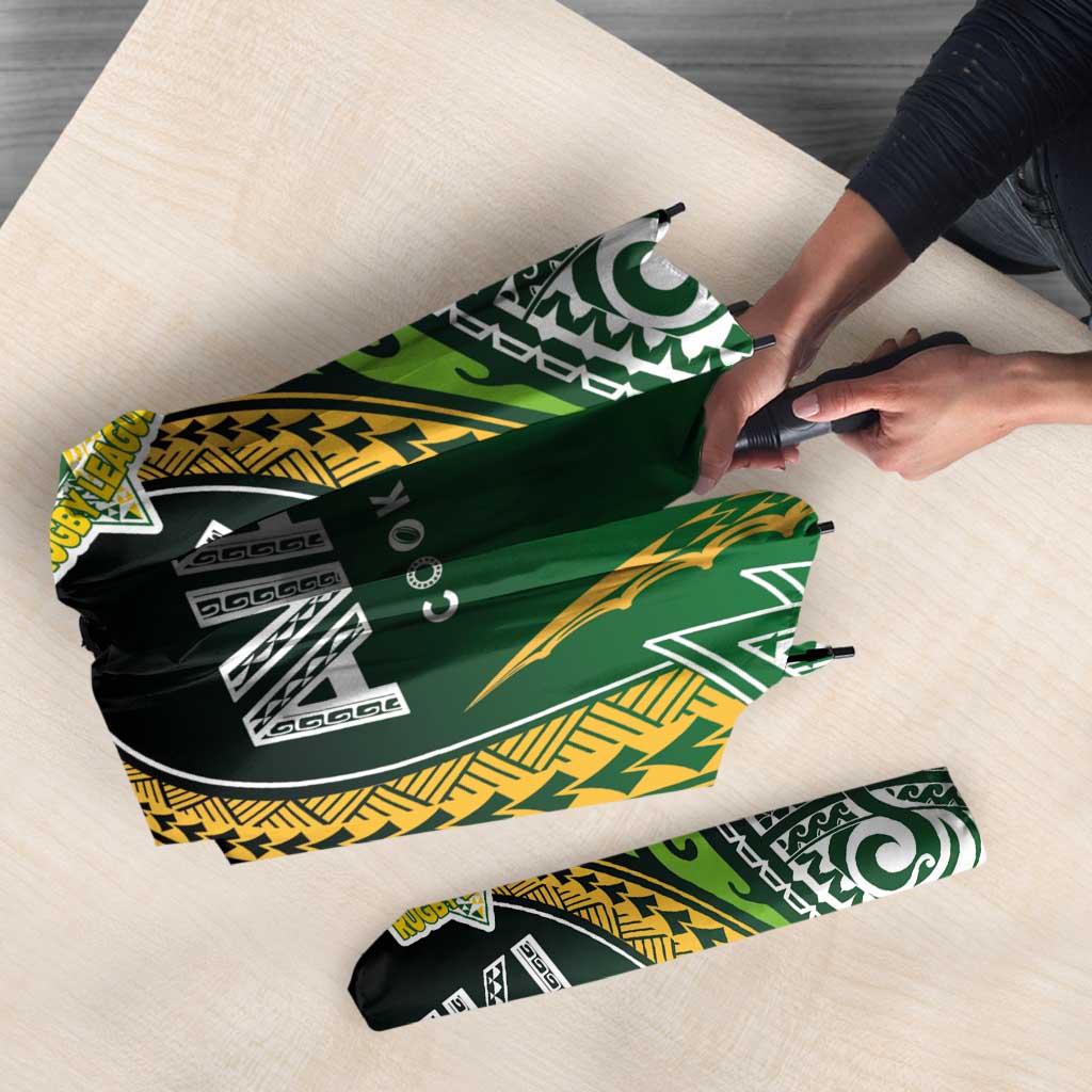 Cook Islands Rugby League Umbrella Avaiki Tatau Tribal Motifs Black Color - Aussie Hoodie