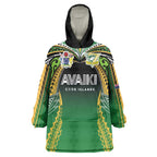 Custom Cook Islands Rugby League Wearable Blanket Hoodie Avaiki Tatau Tribal Motifs Black Color - Aussie Hoodie