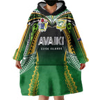 Custom Cook Islands Rugby League Wearable Blanket Hoodie Avaiki Tatau Tribal Motifs Black Color - Aussie Hoodie