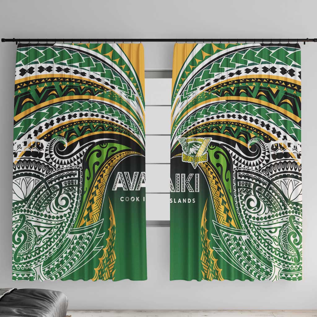 Cook Islands Rugby League Window Curtain Avaiki Tatau Tribal Motifs Black Color - Aussie Hoodie