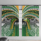 Cook Islands Rugby League Window Curtain Avaiki Tatau Tribal Motifs Black Color - Aussie Hoodie