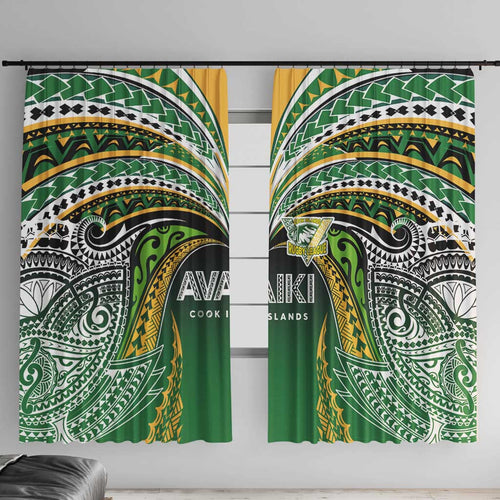Cook Islands Rugby League Window Curtain Avaiki Tatau Tribal Motifs Black Color - Aussie Hoodie
