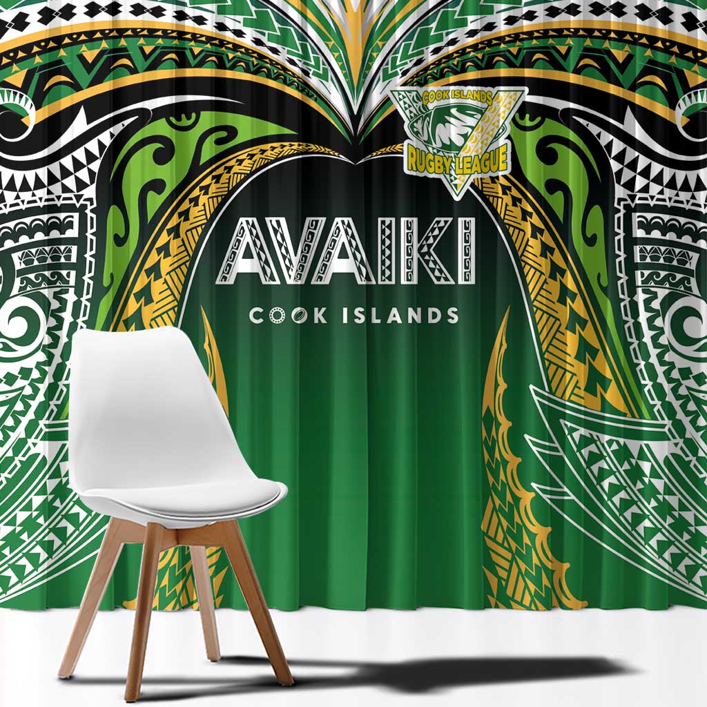 Cook Islands Rugby League Window Curtain Avaiki Tatau Tribal Motifs Black Color - Aussie Hoodie