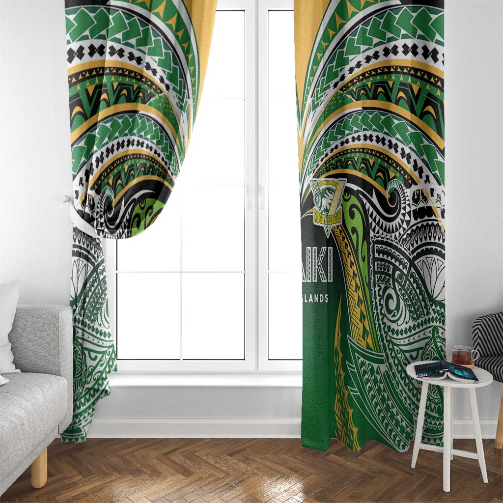 Cook Islands Rugby League Window Curtain Avaiki Tatau Tribal Motifs Black Color - Aussie Hoodie