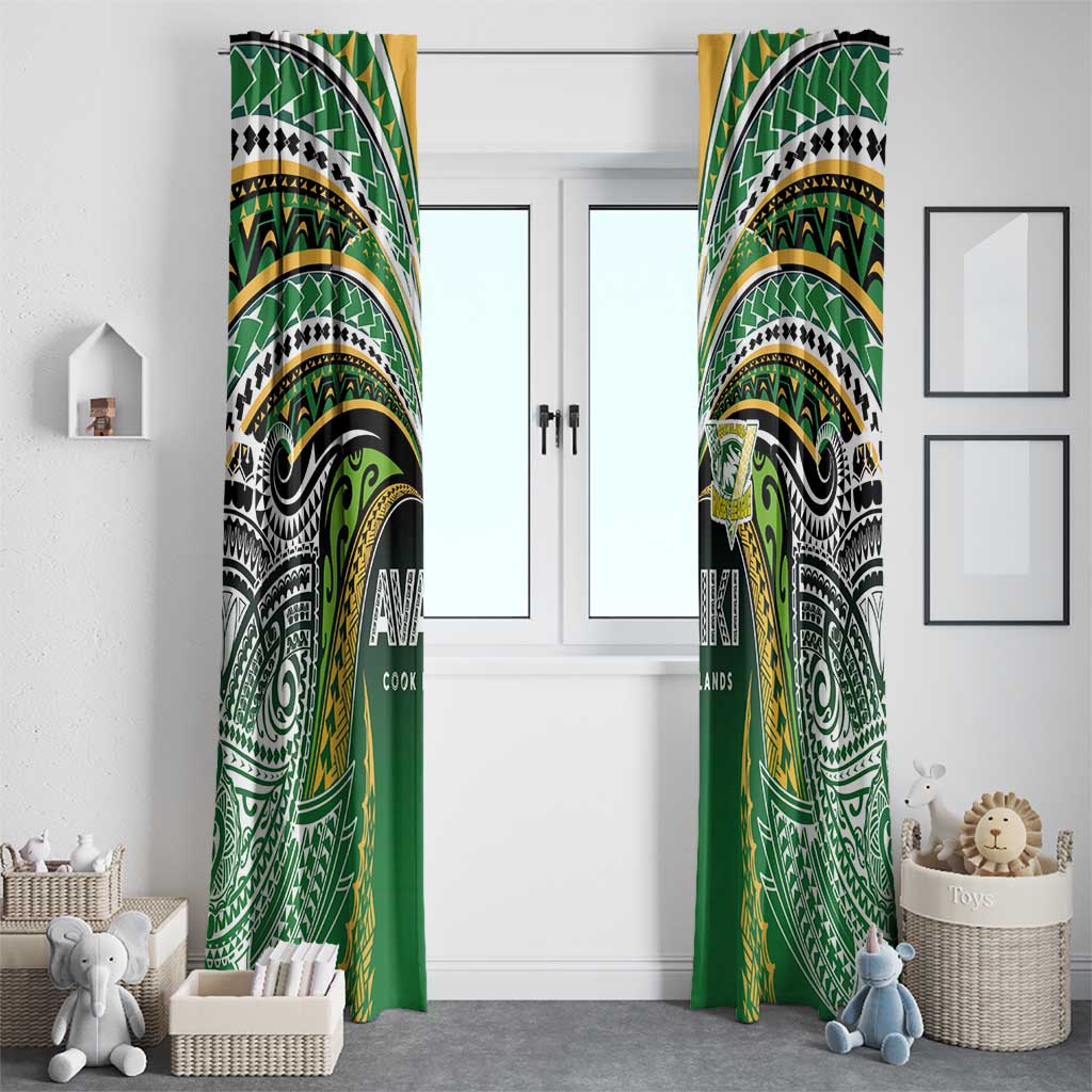 Cook Islands Rugby League Window Curtain Avaiki Tatau Tribal Motifs Black Color - Aussie Hoodie