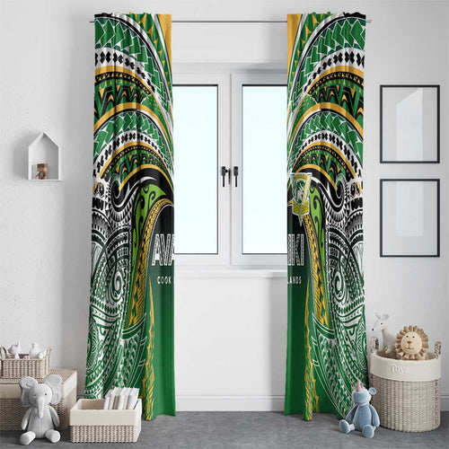 Cook Islands Rugby League Window Curtain Avaiki Tatau Tribal Motifs Black Color - Aussie Hoodie