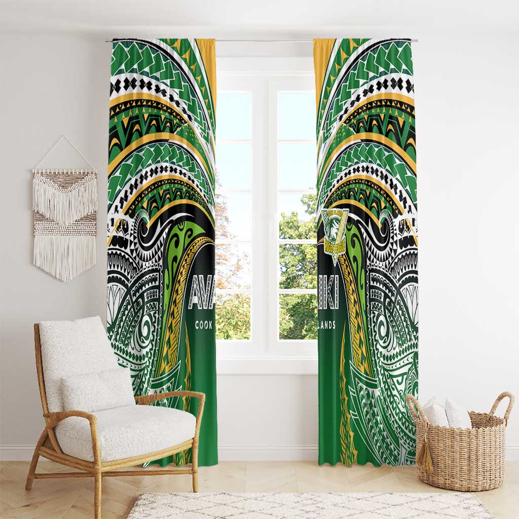 Cook Islands Rugby League Window Curtain Avaiki Tatau Tribal Motifs Black Color - Aussie Hoodie