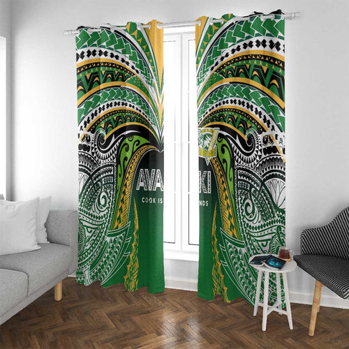 Cook Islands Rugby League Window Curtain Avaiki Tatau Tribal Motifs Black Color - Aussie Hoodie
