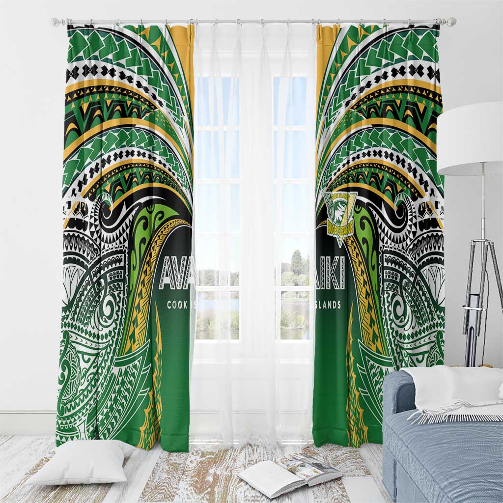 Cook Islands Rugby League Window Curtain Avaiki Tatau Tribal Motifs Black Color - Aussie Hoodie