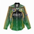 Custom Cook Islands Rugby League Women Casual Shirt Avaiki Tatau Tribal Motifs Black Color - Aussie Hoodie