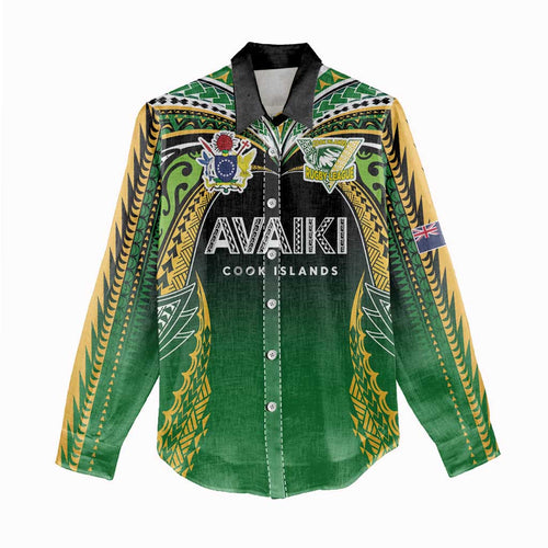 Custom Cook Islands Rugby League Women Casual Shirt Avaiki Tatau Tribal Motifs Black Color - Aussie Hoodie