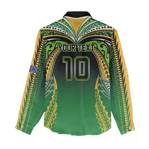 Custom Cook Islands Rugby League Women Casual Shirt Avaiki Tatau Tribal Motifs Black Color - Aussie Hoodie