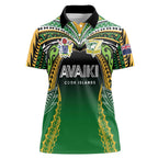 Custom Cook Islands Rugby League Women Polo Shirt Avaiki Tatau Tribal Motifs Black Color - Aussie Hoodie