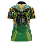 Custom Cook Islands Rugby League Women Polo Shirt Avaiki Tatau Tribal Motifs Black Color - Aussie Hoodie