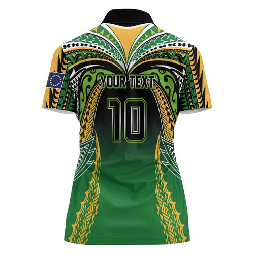Custom Cook Islands Rugby League Women Polo Shirt Avaiki Tatau Tribal Motifs Black Color - Aussie Hoodie