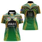 Custom Cook Islands Rugby League Women Polo Shirt Avaiki Tatau Tribal Motifs Black Color - Aussie Hoodie