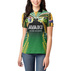 Custom Cook Islands Rugby League Women Polo Shirt Avaiki Tatau Tribal Motifs Black Color - Aussie Hoodie