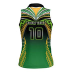Custom Cook Islands Rugby League Women Sleeveless Polo Shirt Avaiki Tatau Tribal Motifs Black Color - Aussie Hoodie