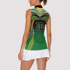 Custom Cook Islands Rugby League Women Sleeveless Polo Shirt Avaiki Tatau Tribal Motifs Black Color - Aussie Hoodie