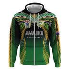 Custom Cook Islands Rugby League Zip Hoodie Avaiki Tatau Tribal Motifs Black Color - Aussie Hoodie
