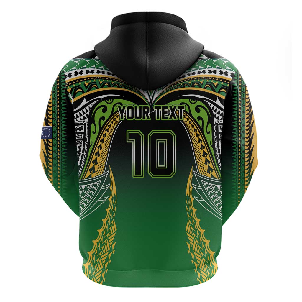 Custom Cook Islands Rugby League Zip Hoodie Avaiki Tatau Tribal Motifs Black Color - Aussie Hoodie