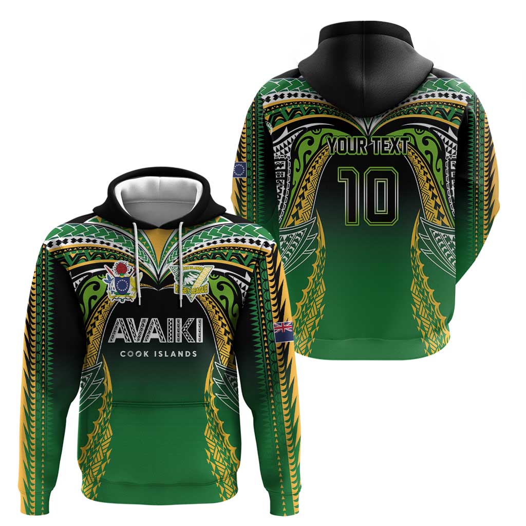 Custom Cook Islands Rugby League Zip Hoodie Avaiki Tatau Tribal Motifs Black Color - Aussie Hoodie