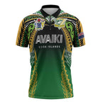 Custom Cook Islands Rugby League Zipper Polo Shirt Avaiki Tatau Tribal Motifs Black Color LT03