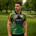 Custom Cook Islands Rugby League Zipper Polo Shirt Avaiki Tatau Tribal Motifs Black Color LT03