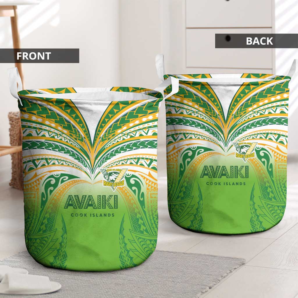Cook Islands Rugby League Laundry Basket Avaiki Tatau Tribal Motifs White Color - Aussie Hoodie