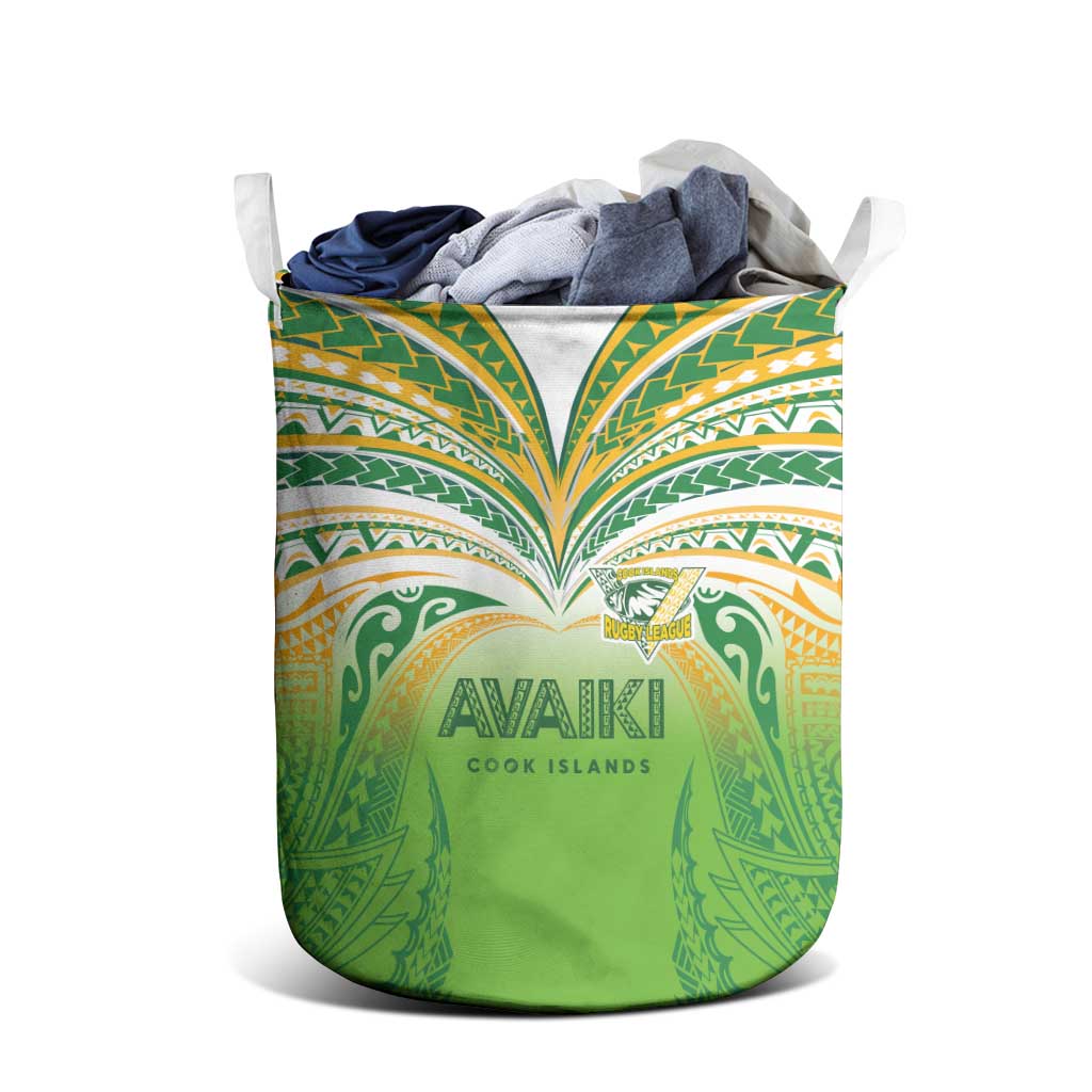Cook Islands Rugby League Laundry Basket Avaiki Tatau Tribal Motifs White Color - Aussie Hoodie