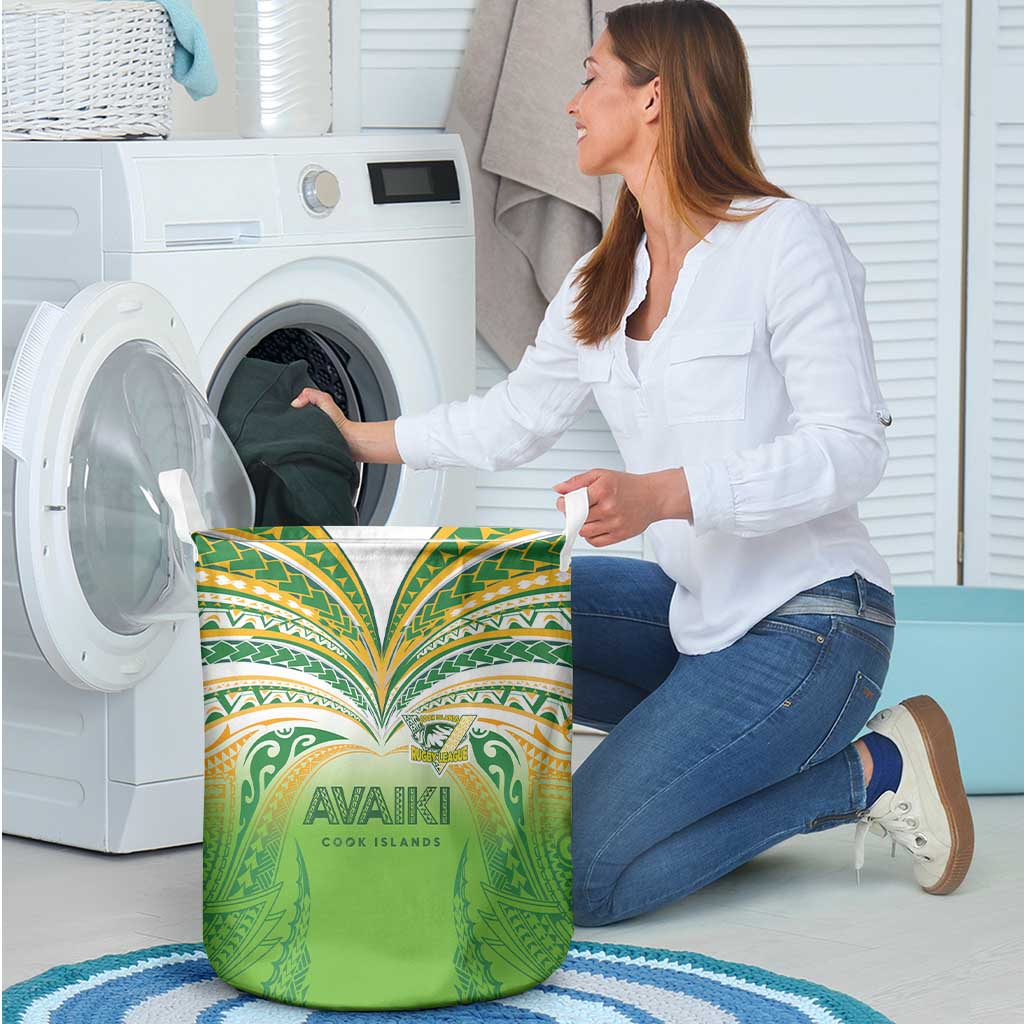 Cook Islands Rugby League Laundry Basket Avaiki Tatau Tribal Motifs White Color - Aussie Hoodie