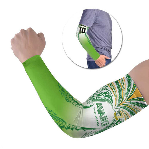 Custom Cook Islands Rugby League Arm Sleeves Avaiki Tatau Tribal Motifs White Color - Aussie Hoodie