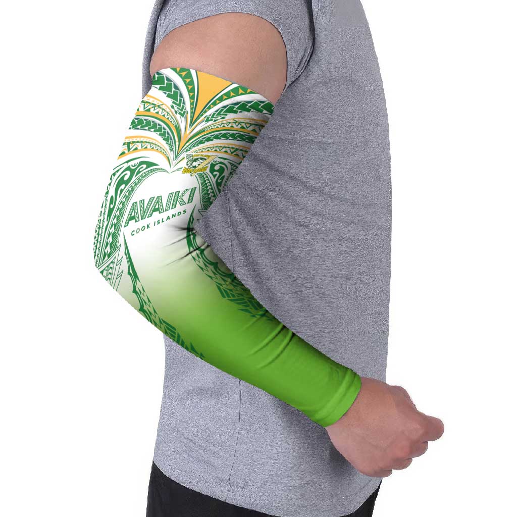 Custom Cook Islands Rugby League Arm Sleeves Avaiki Tatau Tribal Motifs White Color - Aussie Hoodie