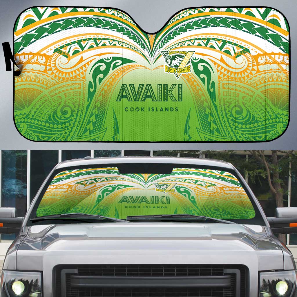 Cook Islands Rugby League Auto Sun Shade Avaiki Tatau Tribal Motifs White Color - Aussie Hoodie
